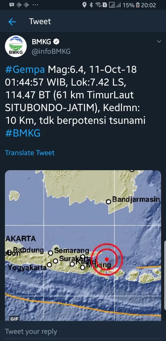 Jatim Diguncang Gempa 6,4 SR , 3 Orang Meninggal