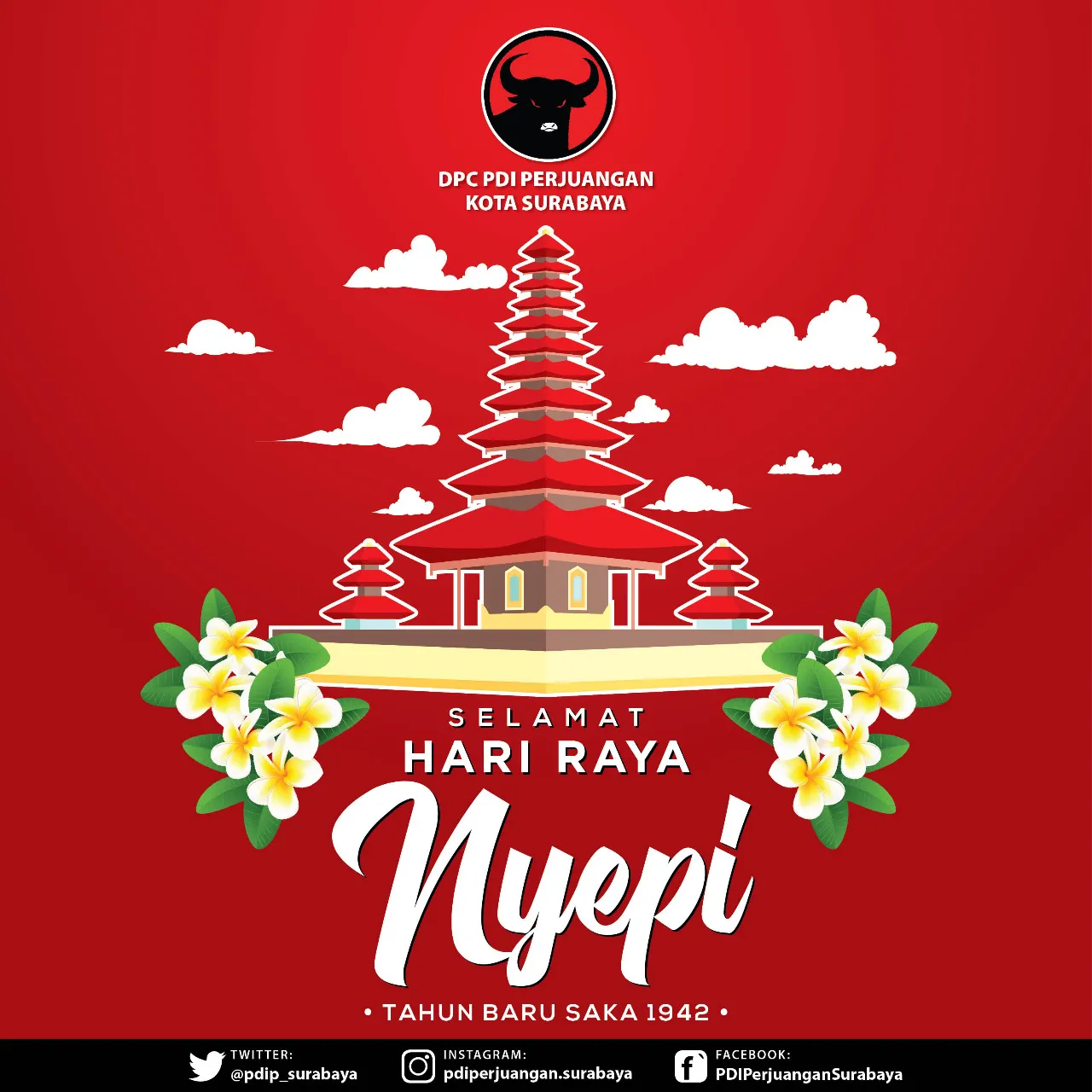 Di Tengah Wabah Corona, PDIP Surabaya: Selamat Hari Raya Nyepi