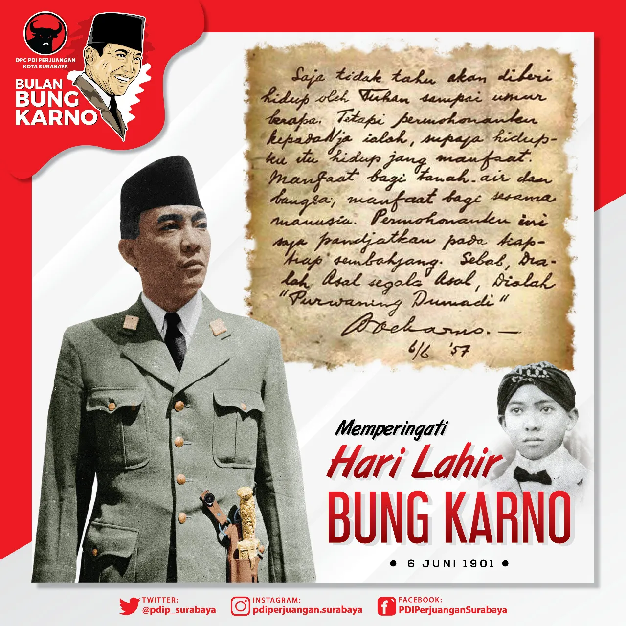 Hari Lahir Bung Karno, PDIP Surabaya Lakukan Doa dan Aksi Sosial