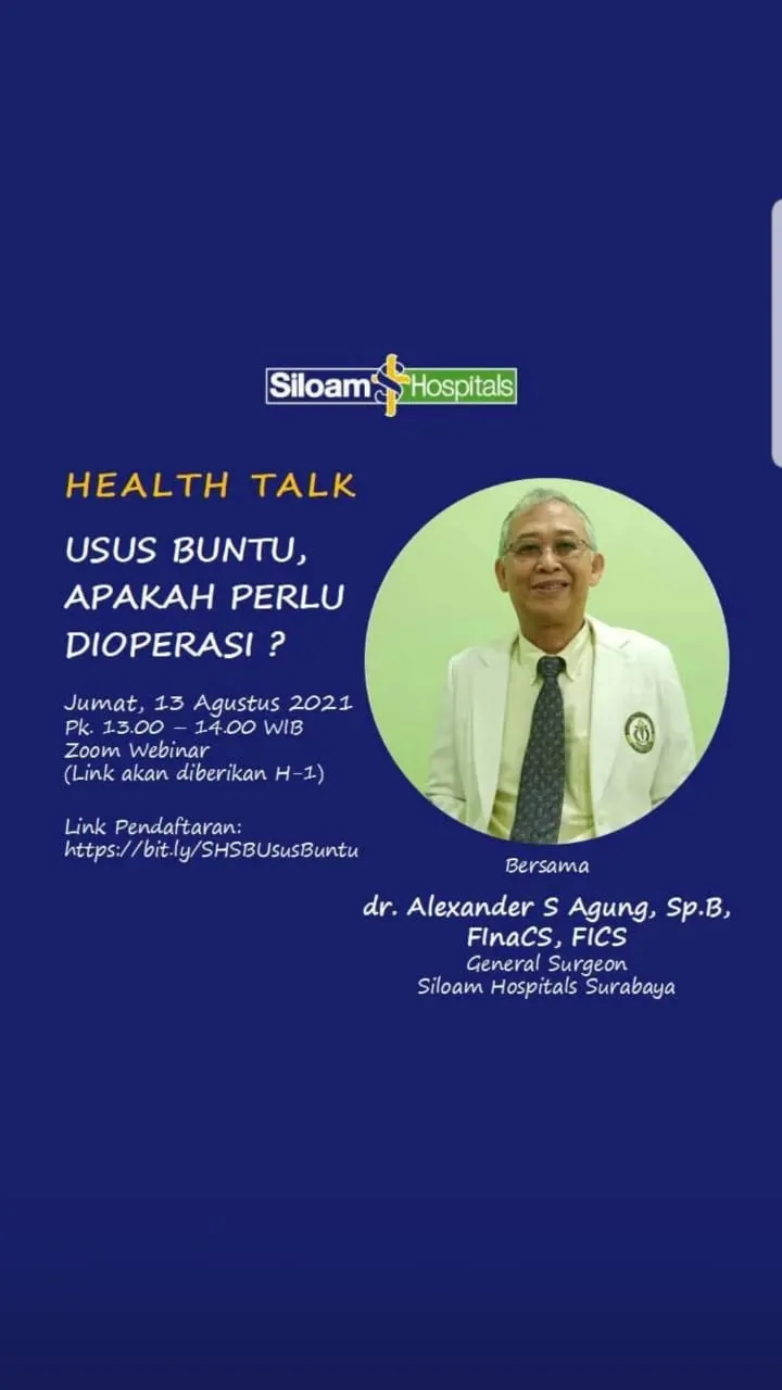 Atasi Radang Usus Buntu Akut, Dokter Siloam Hospitals Sarankan Tindakan Operasi