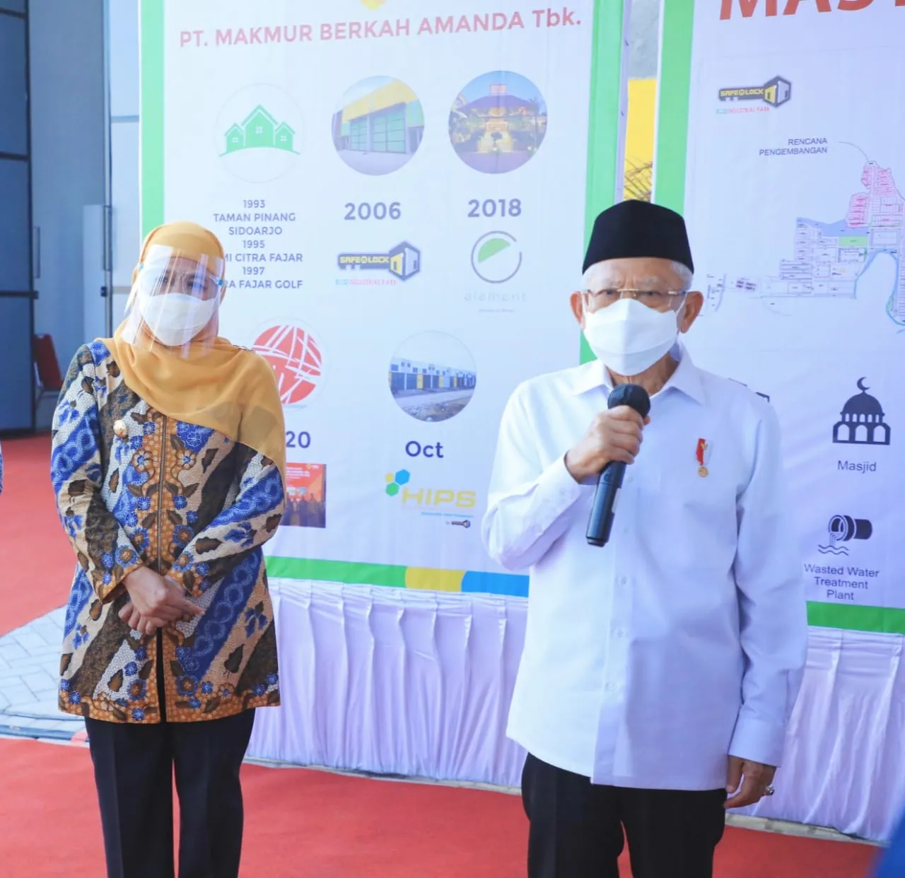 Khofifah Dampingi Wapres Maruf Amin Tinjau KIH Sidoarjo