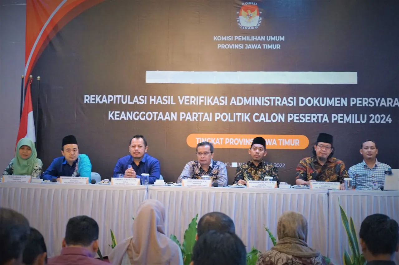 KPU Jatim Gelar Rekapitulasi Hasil Verifikasi Administrasi Parpol Peserta Pemilu 2024