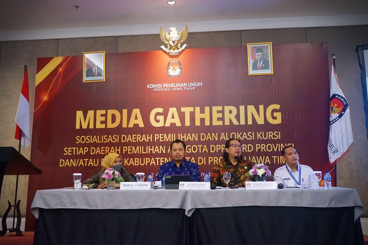 Gelar Media Gathering, KPU Jatim Sampaikan Rancangan Penataan Dapil DPRD dan Pencalonan DPD