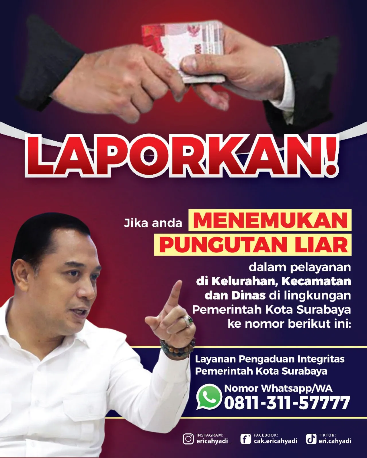 Temukan Pungli di Pemkot, Warga Surabaya Bisa Lapor di Nomor WhatsApp Ini