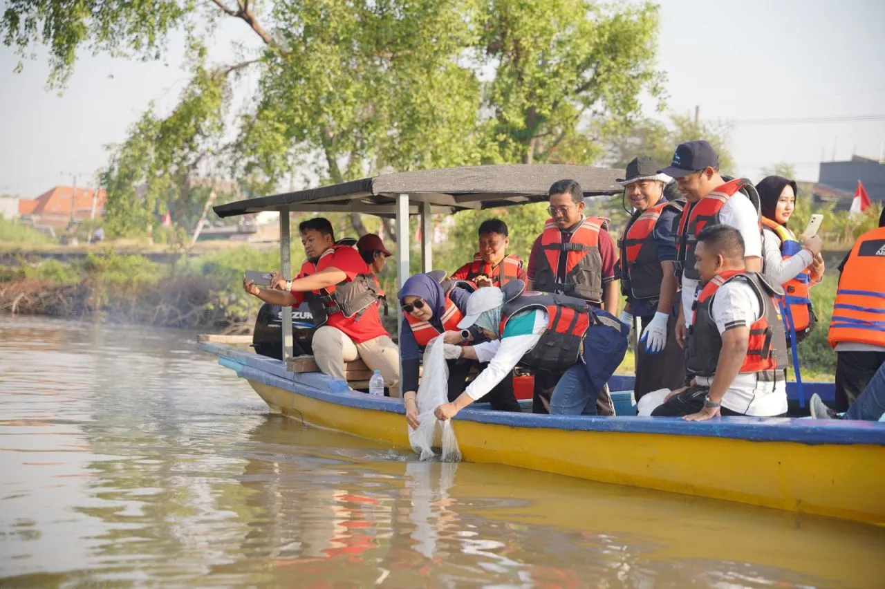 SIER, PJT I, dan Tunas Hijau Tebar 10 Ribu Ikan Grass Carp di Sungai Jagir