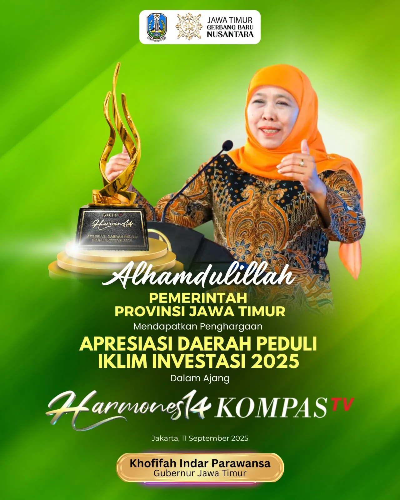 Jatim Jadi Idola Investor, Gubernur Khofifah Apresiasi Kerja Bersama